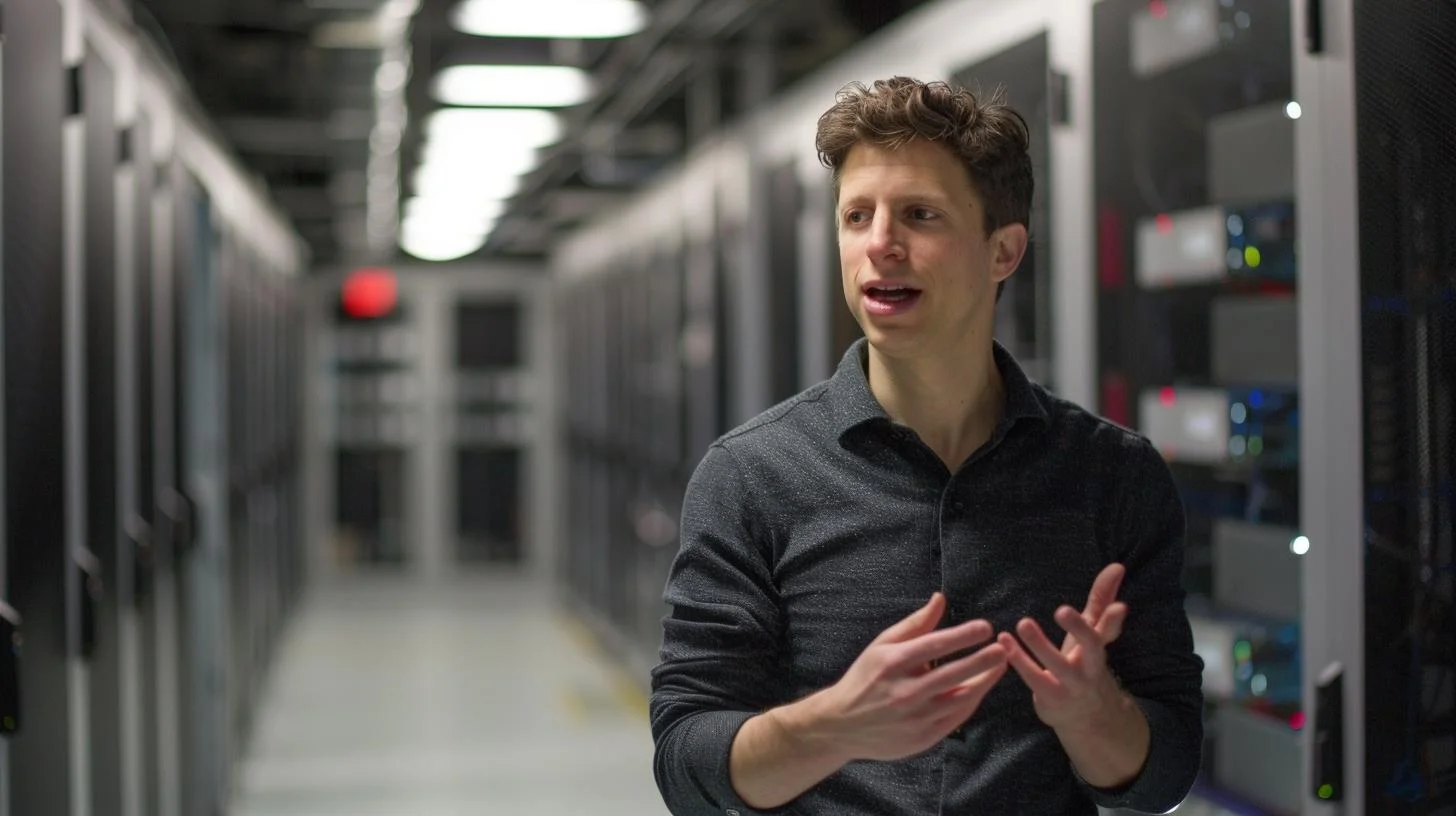 Man speaking in a data center with server racks in the background