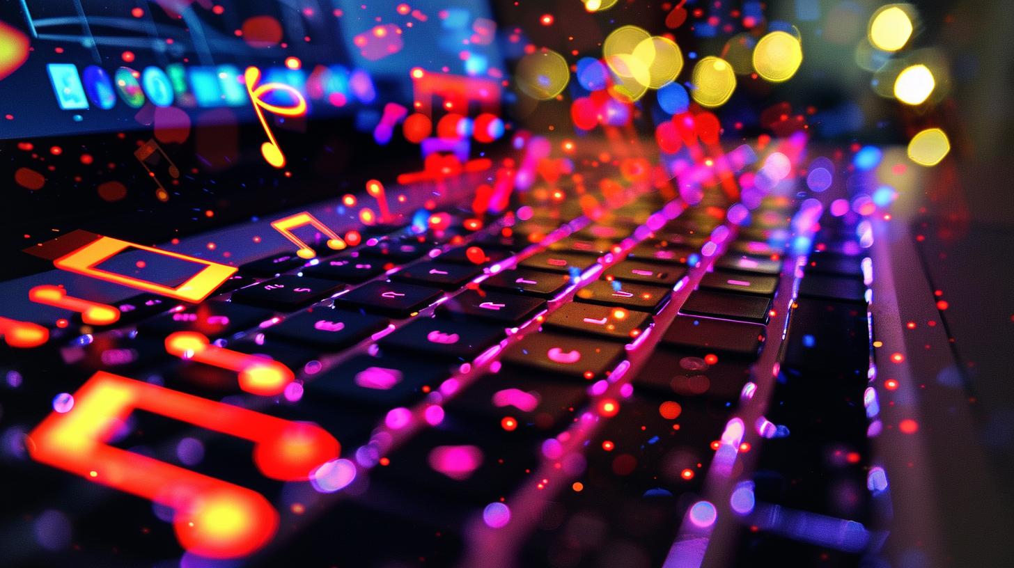 Illuminated gaming keyboard with dynamic RGB lighting and bokeh effect