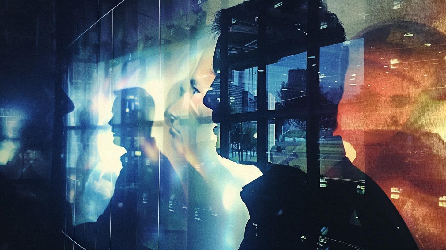 Abstract double exposure of people and cityscape for creative business concept