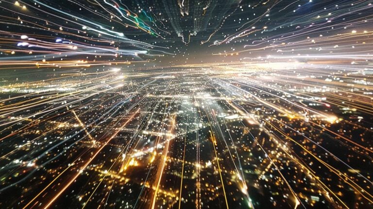 City lights with zoom burst effect photography at night